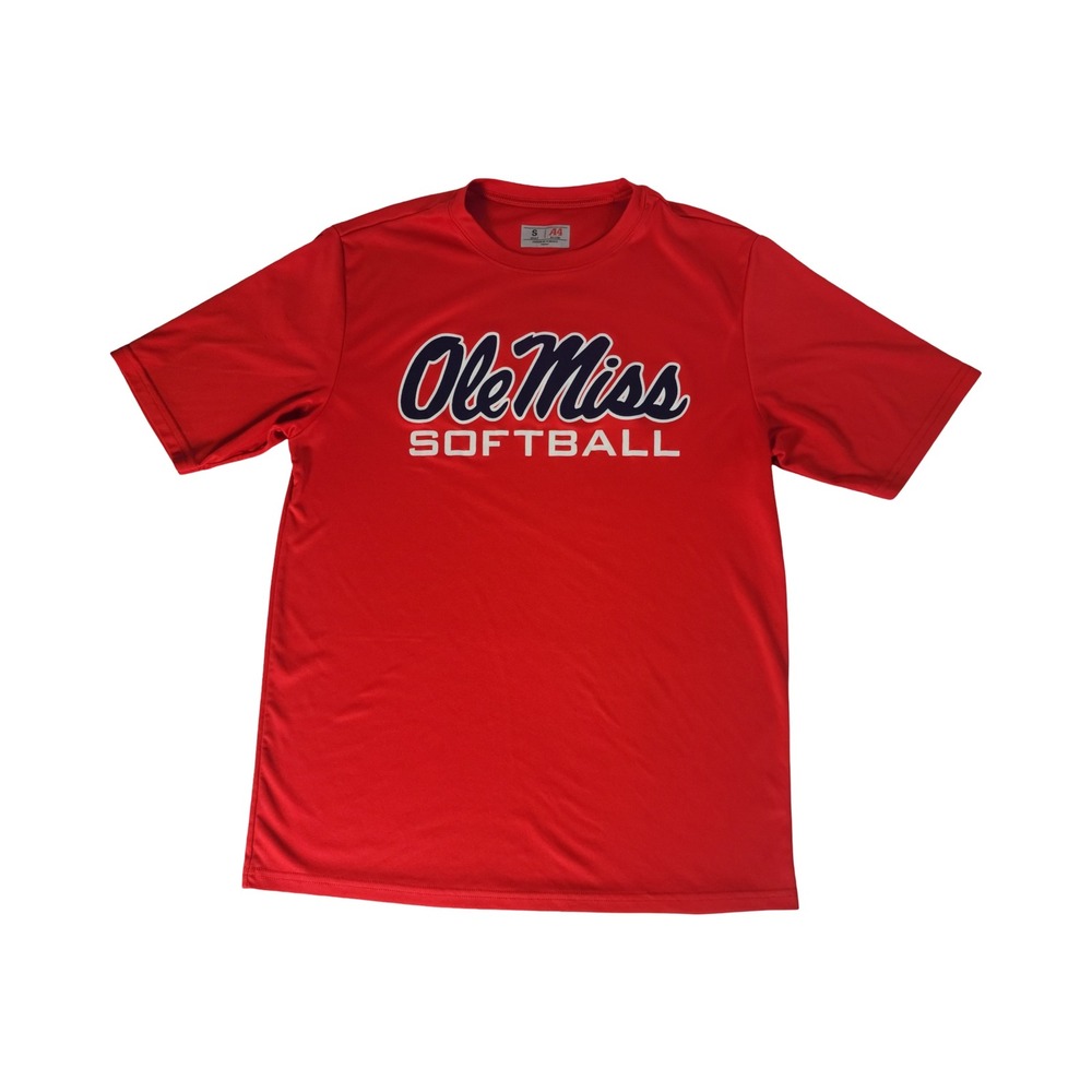 A4 Ole Miss Softball Performance T-Shirt Red Mens Small NCAA Rebels Activewear